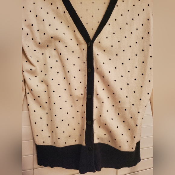 Merona Polkadot Cardigan - Cream Black M - Picture 3 of 4